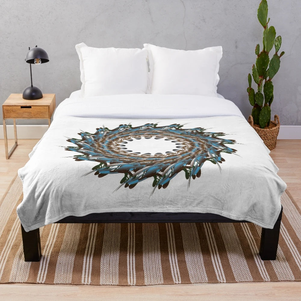 Luxurious designer plush blanket with a unique, trendy pattern