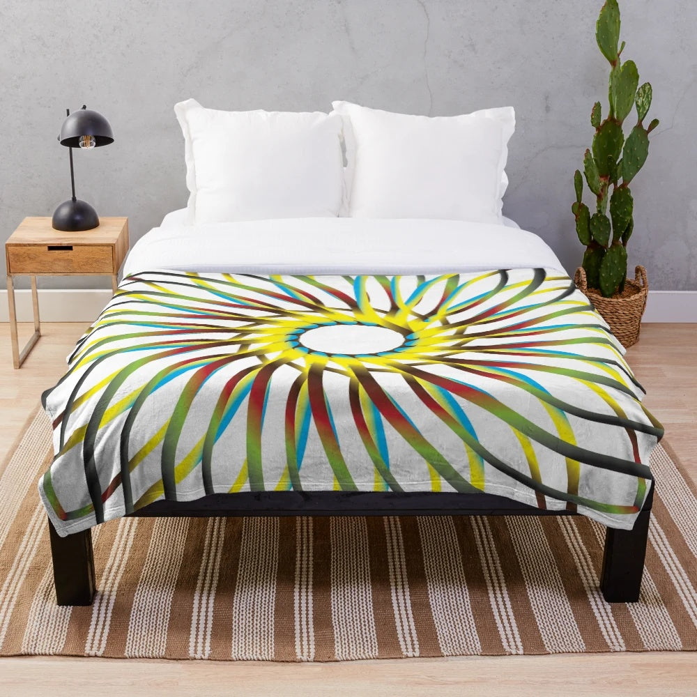 Luxurious designer plush blanket with a vibrant, trendy pattern