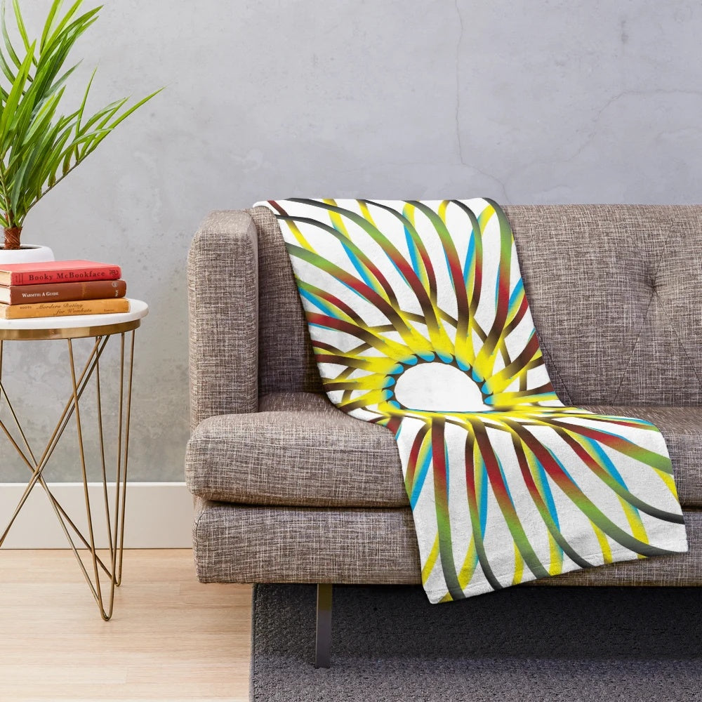 Luxurious designer plush blanket with a vibrant, trendy pattern