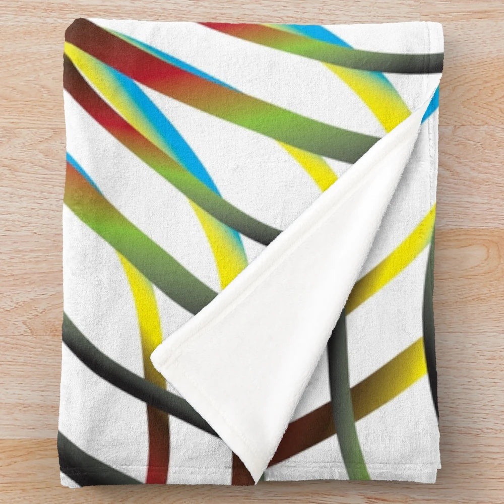 Luxurious designer plush blanket with a vibrant, trendy pattern