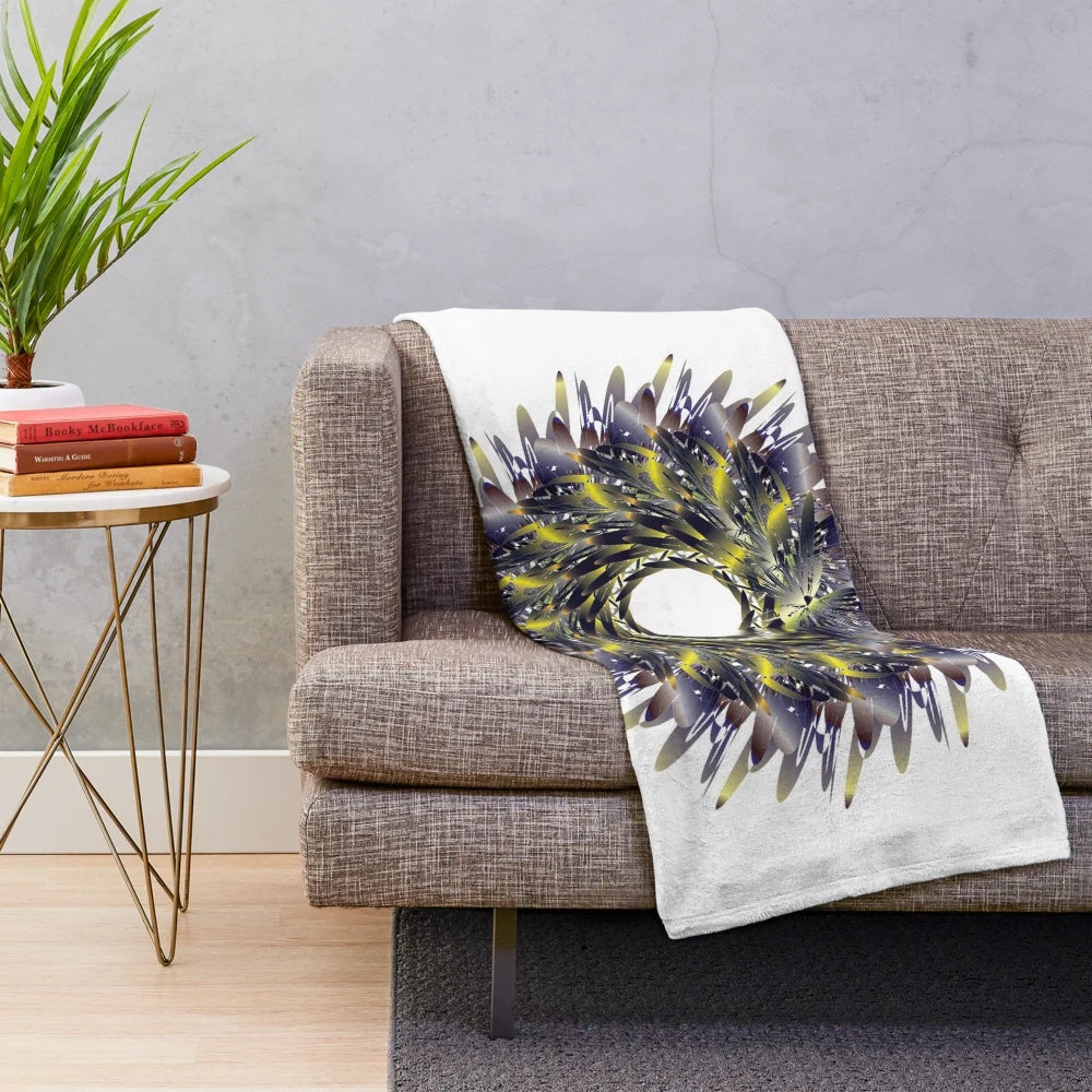Luxurious designer plush blanket with a vibrant, trendy pattern