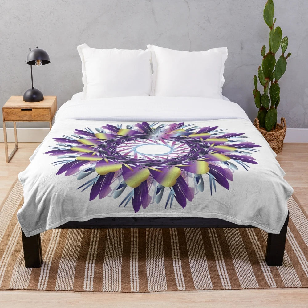 Luxurious designer plush blanket with a modern, geometric pattern