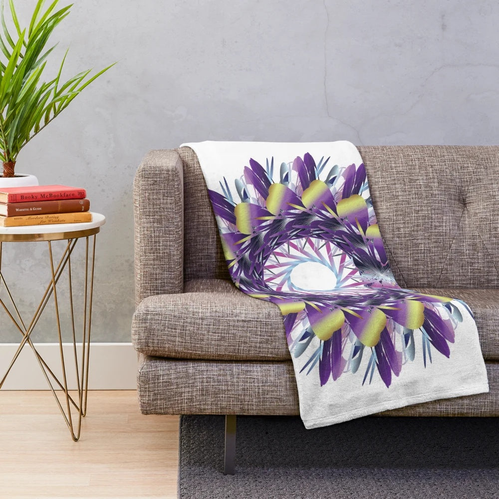Luxurious designer plush blanket with a modern, geometric pattern