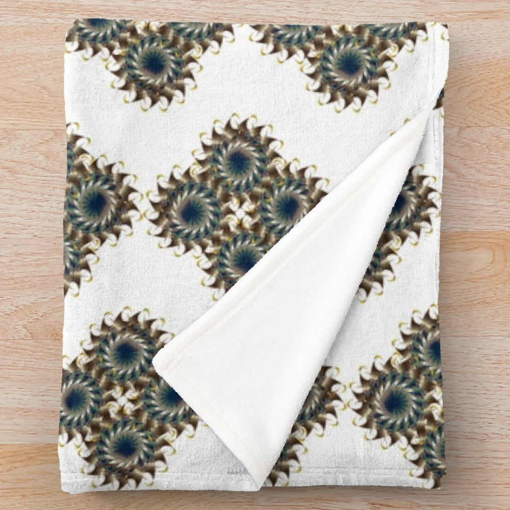 Luxurious designer plush blanket with a vibrant, modern pattern