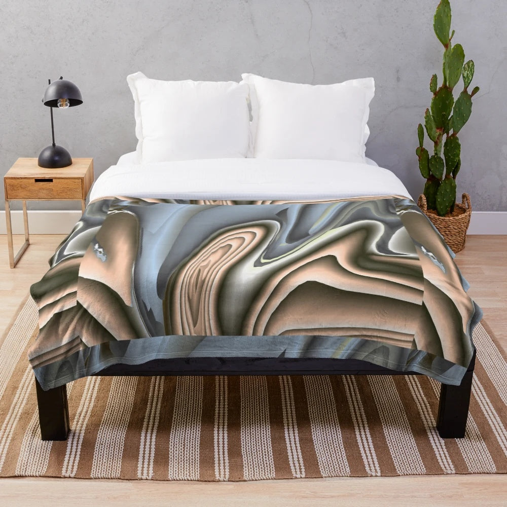 Luxurious designer plush blanket with a vibrant and symmetrical pattern