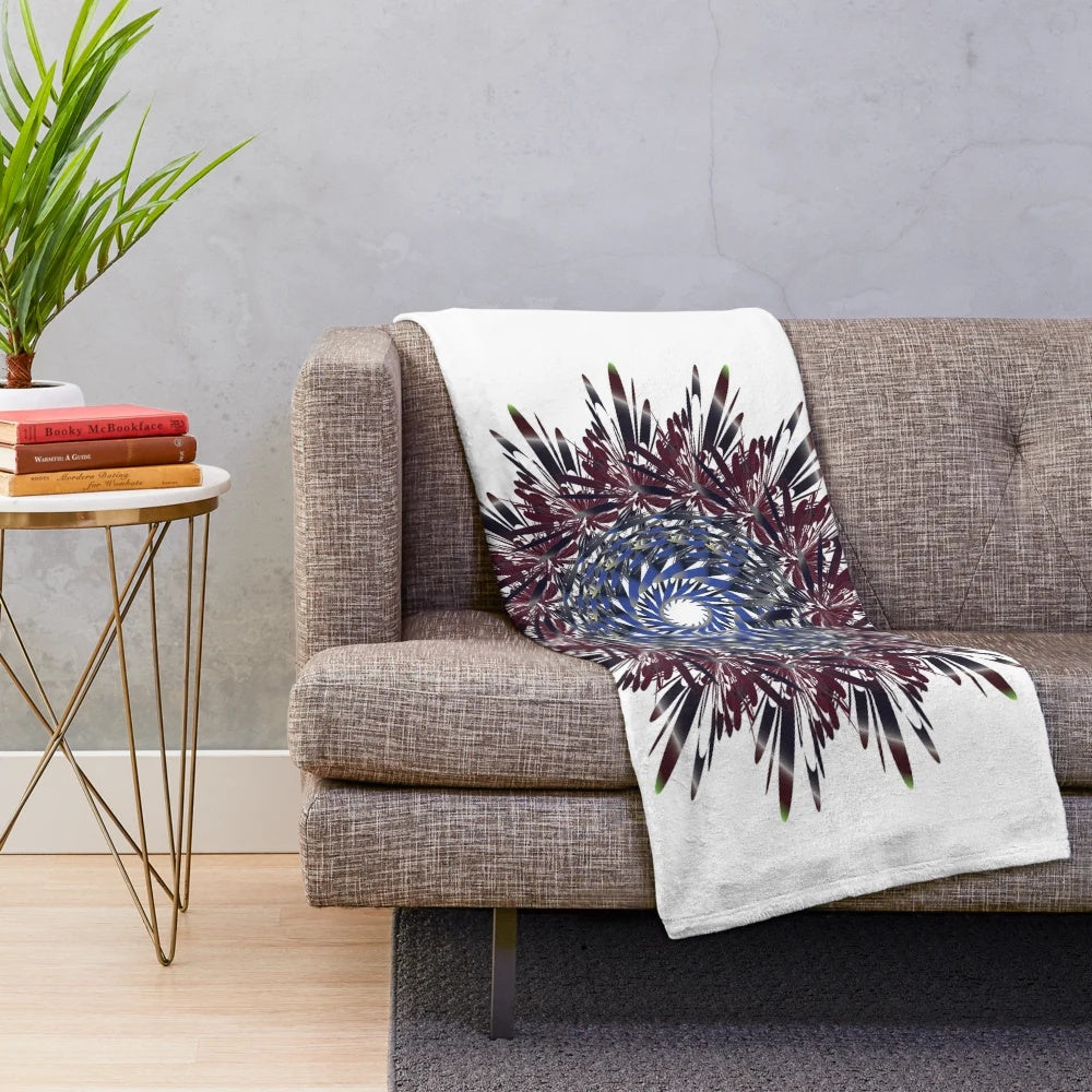 Luxurious designer's plush blanket with a vibrant, stylish pattern