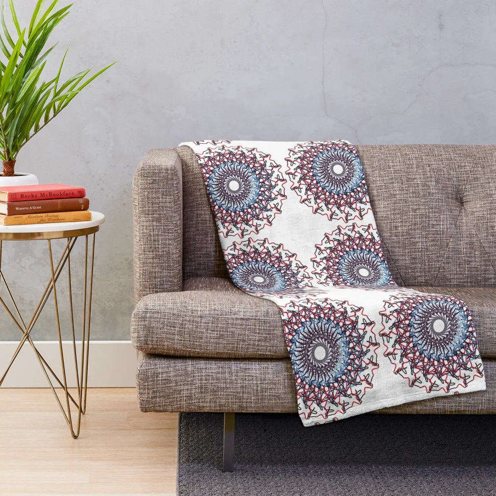 Luxurious designer's plush blanket in vibrant, stylish pattern