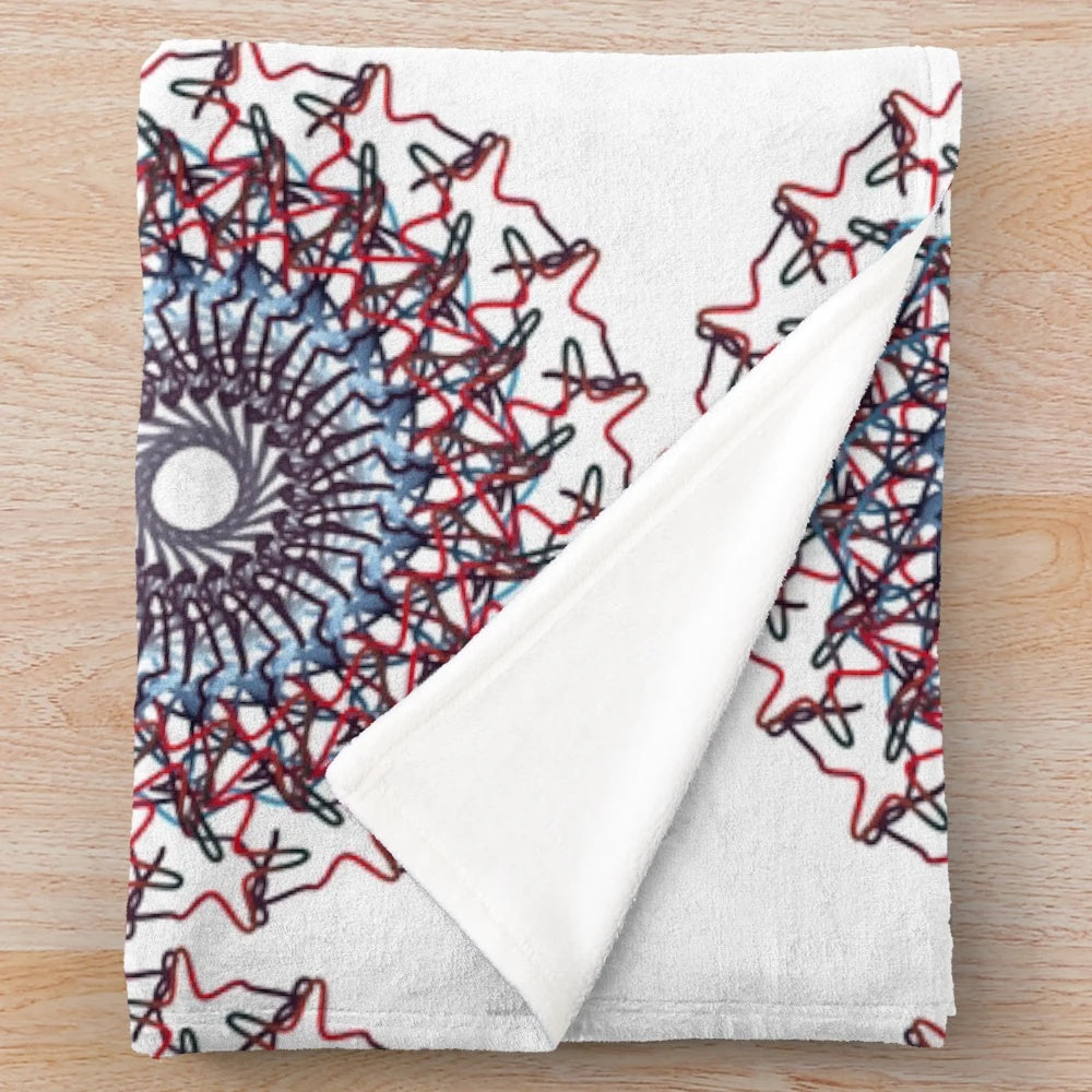 Luxurious designer's plush blanket in vibrant, stylish pattern