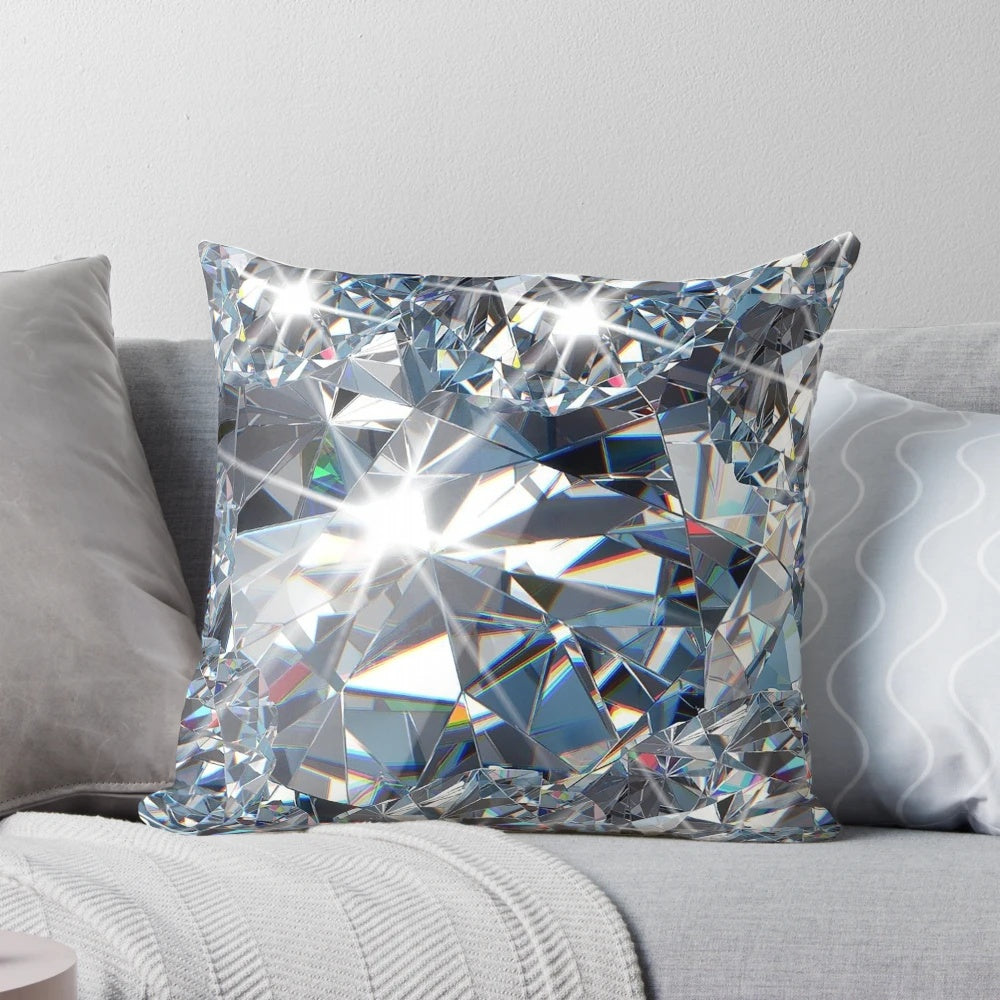 Closeup of a diamond-patterned decorative throw pillow on a couch