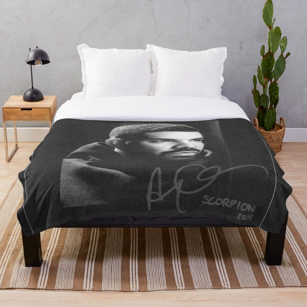 Drake-inspired plush blanket with soft, cozy texture