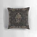 Fleur-de-lis patterned accent pillow in black and gold