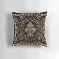 Black and gold fleur-de-lis ornament decorative throw pillow for luxury home decor