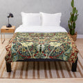 Plush Floral Blanket with Antique Rug Inspired Pattern