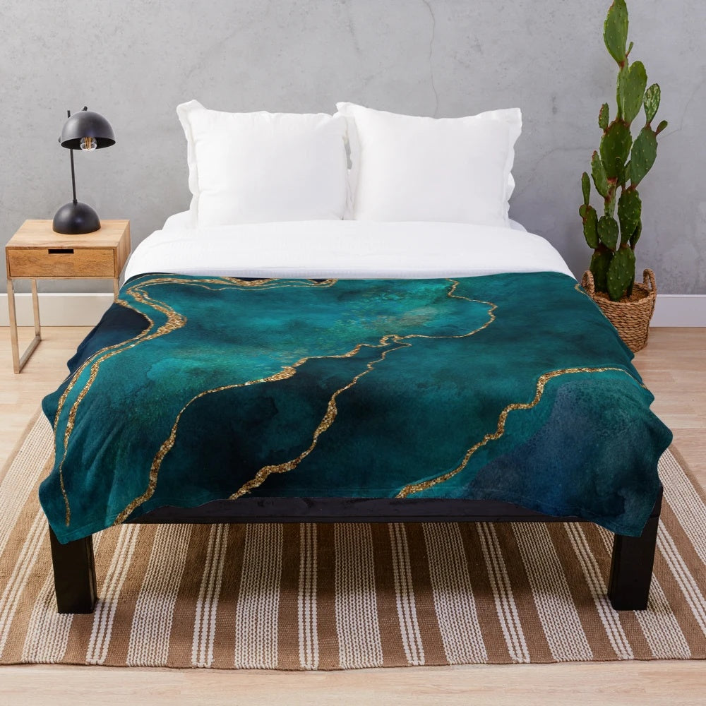 Soft and cozy mineral plush blanket with gemstone design