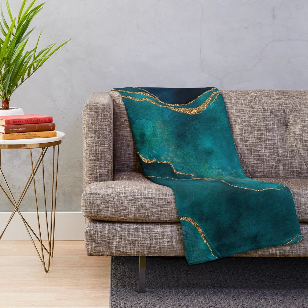 Soft and cozy mineral plush blanket with gemstone design