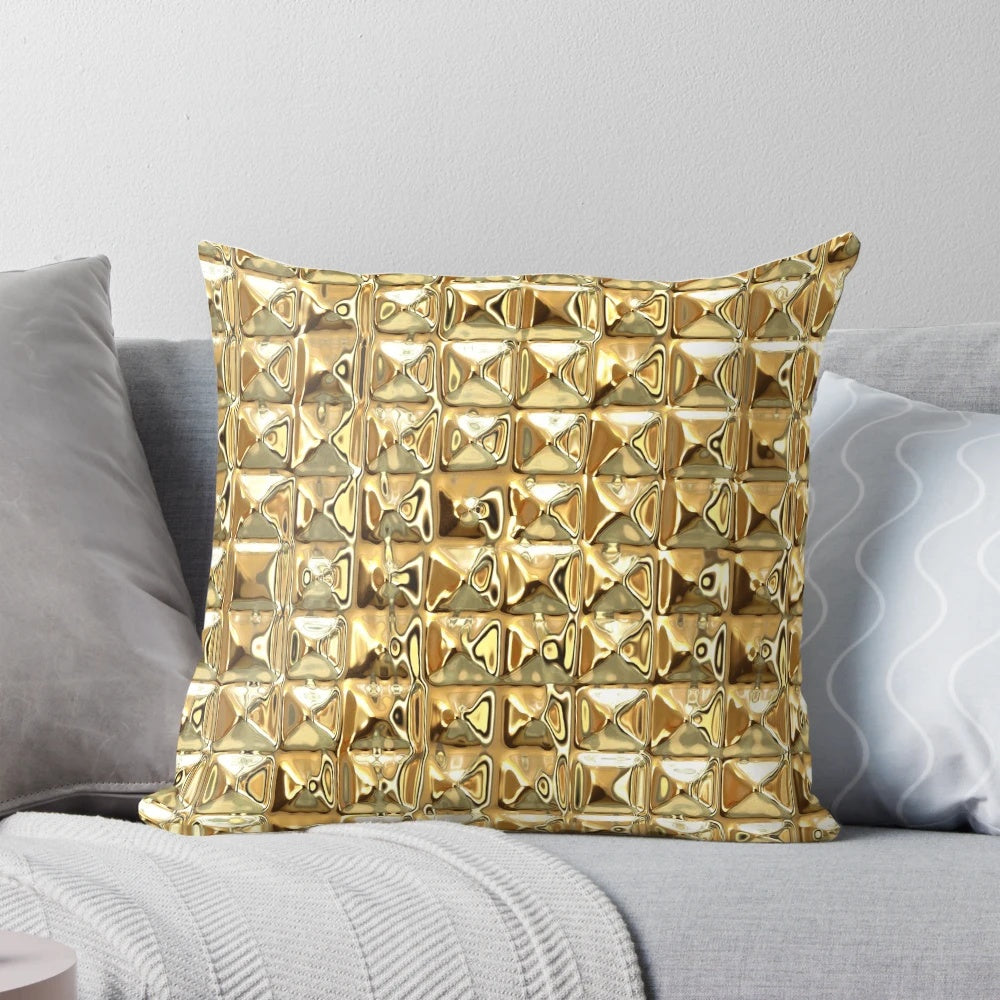 Photograph of a gold, abstract, and decorative Pillow POD product