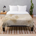 Gold and tan faux fur plush blanket