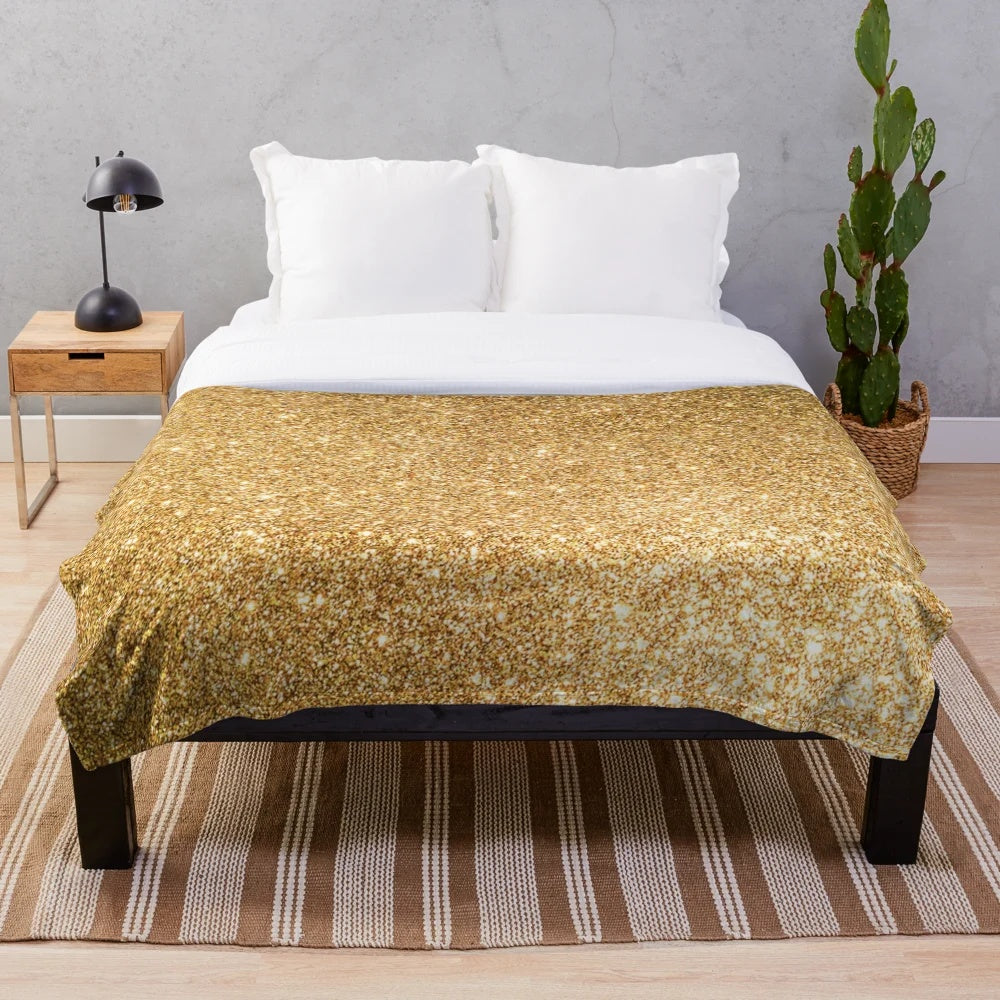 Soft and Plush Gold Patterned Blanket