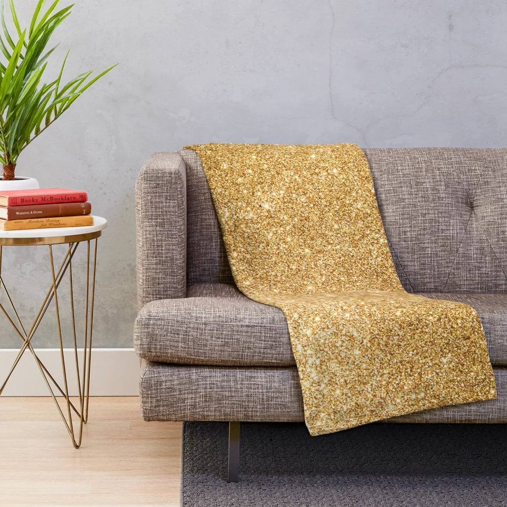 Soft and Plush Gold Patterned Blanket