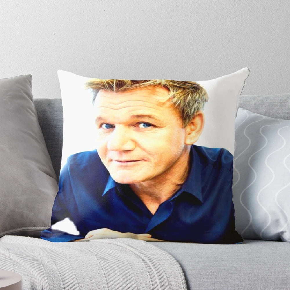 Gorgeous Gordon Ramsay-inspired pillow with a striking blue eye design, perfect for adding a touch of elegance to your bedroom.