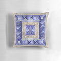 Decorative Greek key pattern pillow in lapis lazuli and gold colors