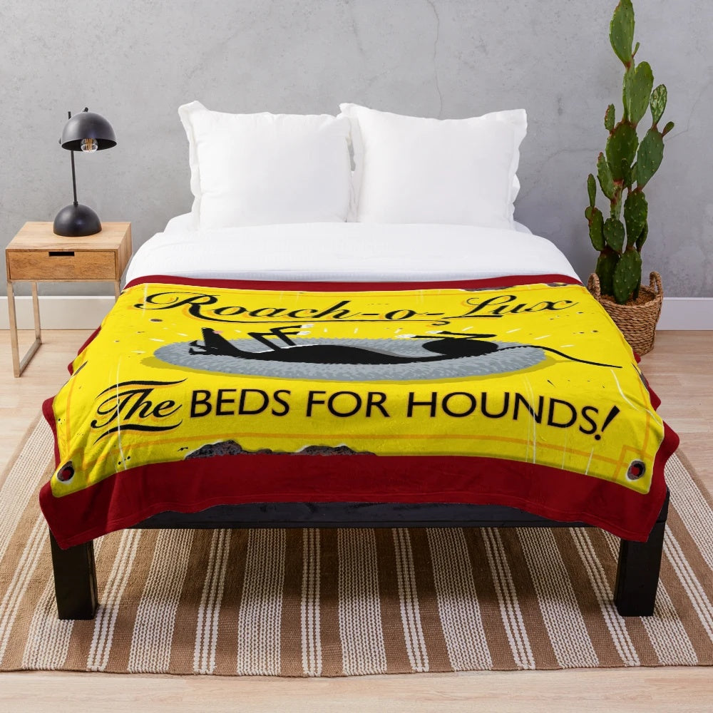 Greyhound plush blanket with a vintage and cozy design