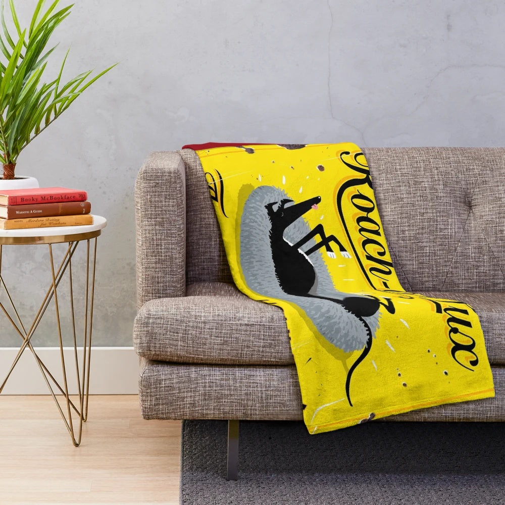 Greyhound plush blanket with a vintage and cozy design