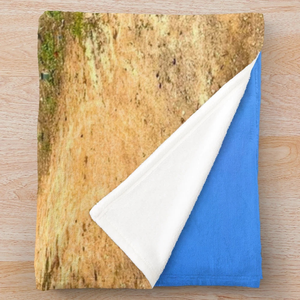 Plush blanket featuring a scenic landscape with mountains, sky, and nature