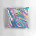 A large, high definition holographic pillow with a vibrant rainbow design.
