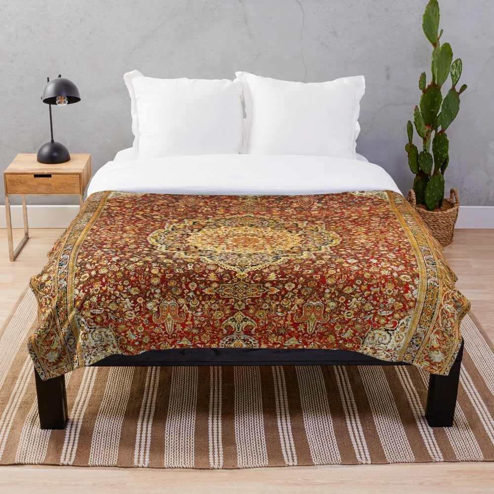 Khorasan Antique Persian Carpet Print Plush Blanket