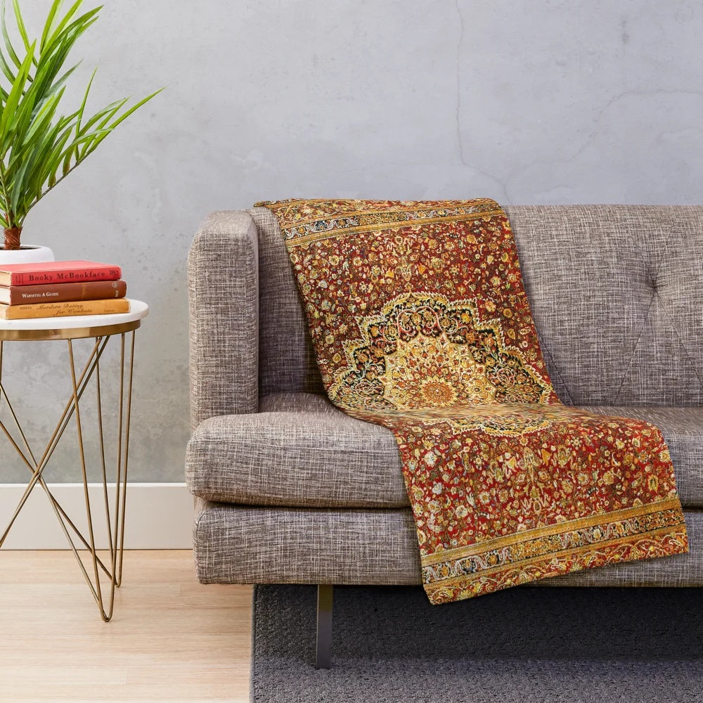 Khorasan Antique Persian Carpet Print Plush Blanket
