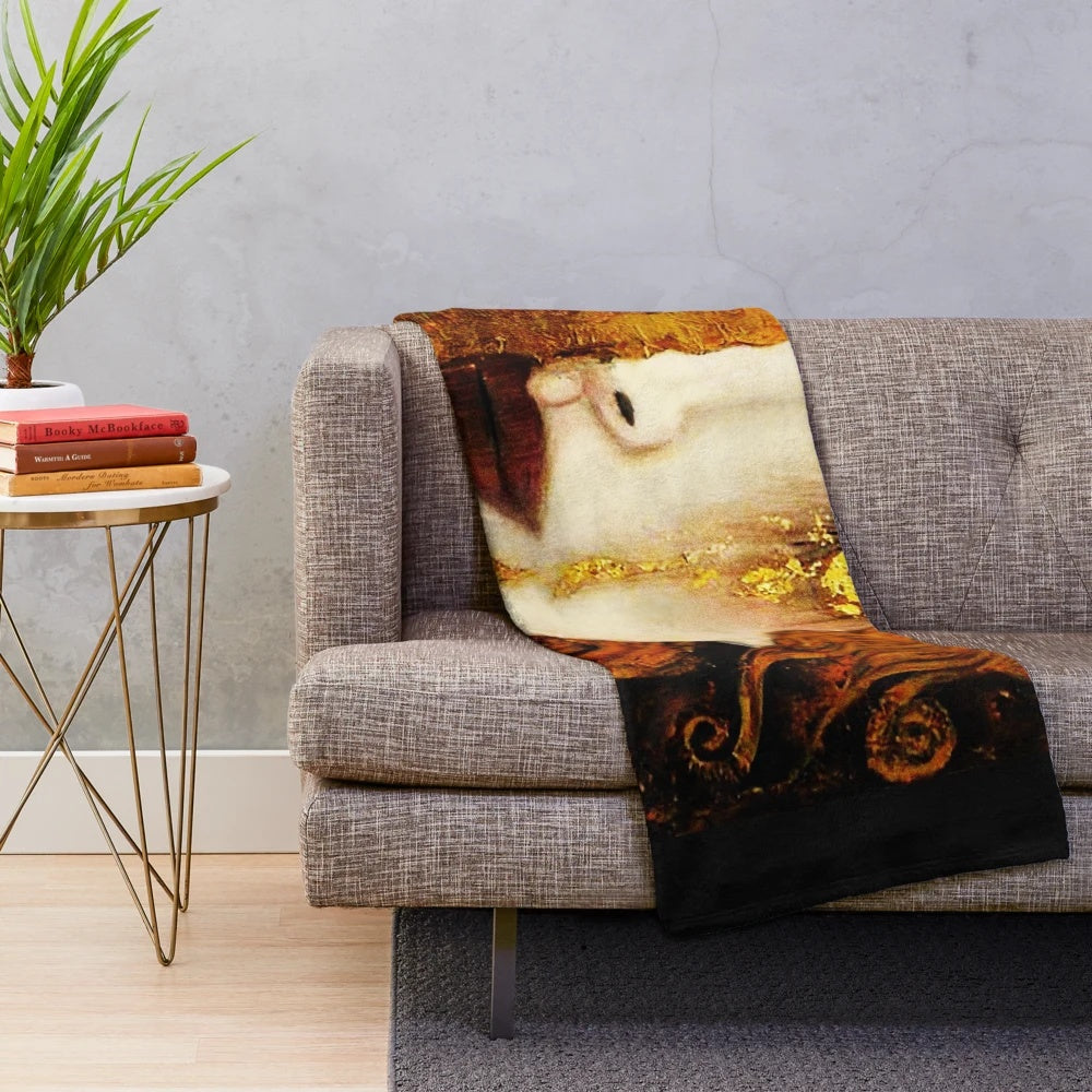 Klimt-inspired golden tears design on a soft, cozy plush blanket