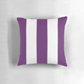 Large aubergine purple and white vertical striped pillow, a stylish accent for your home.