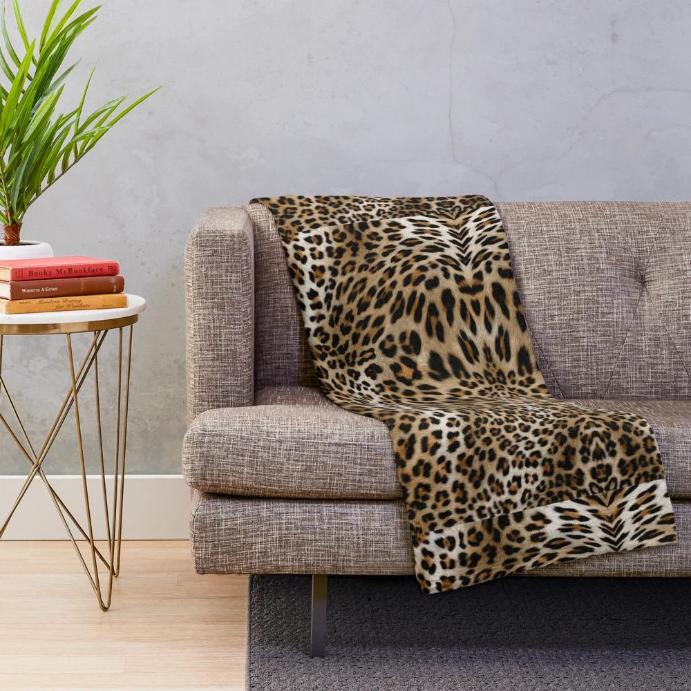 Leopard pattern plush blanket, soft and cozy home decor