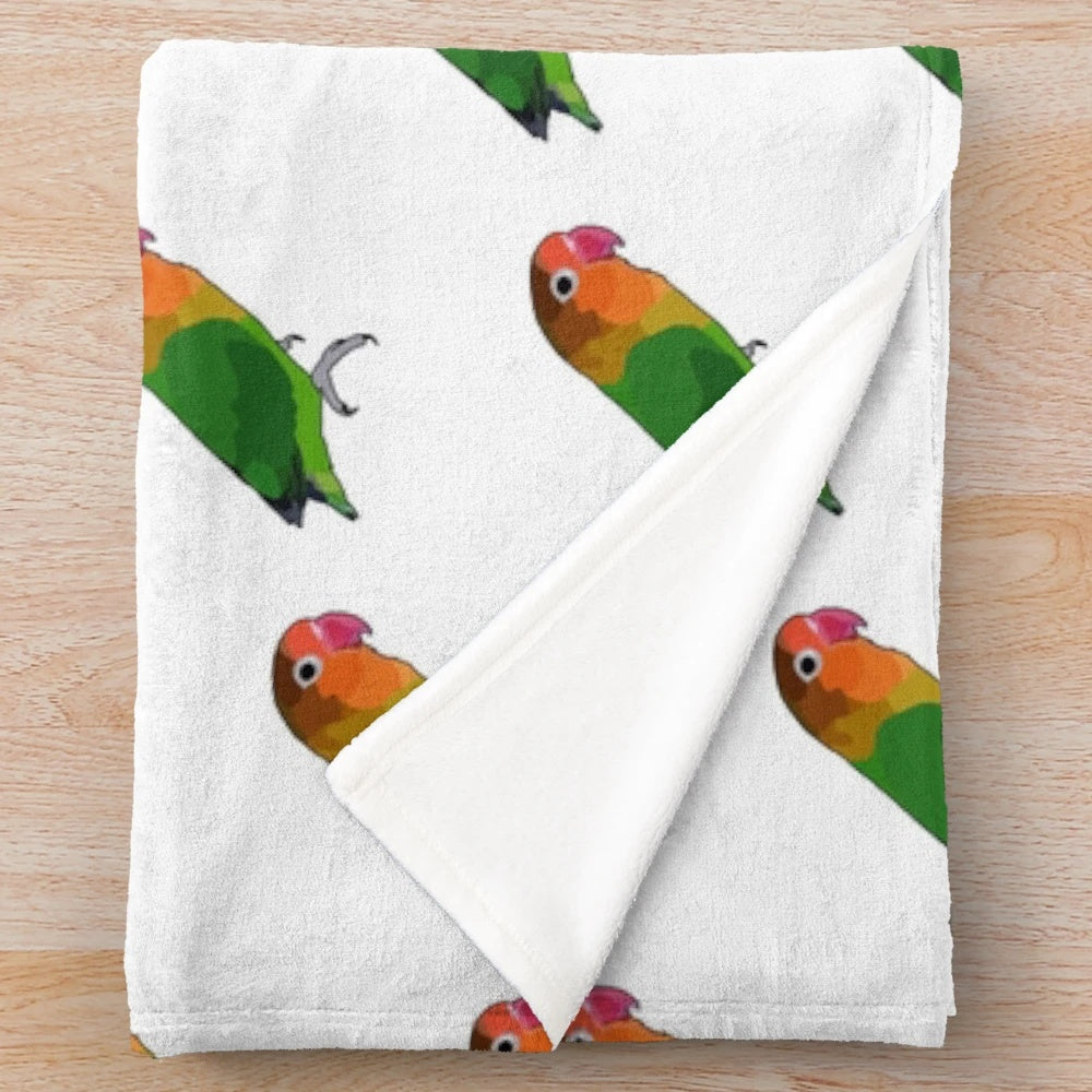 Soft and plush lovebird-themed blanket