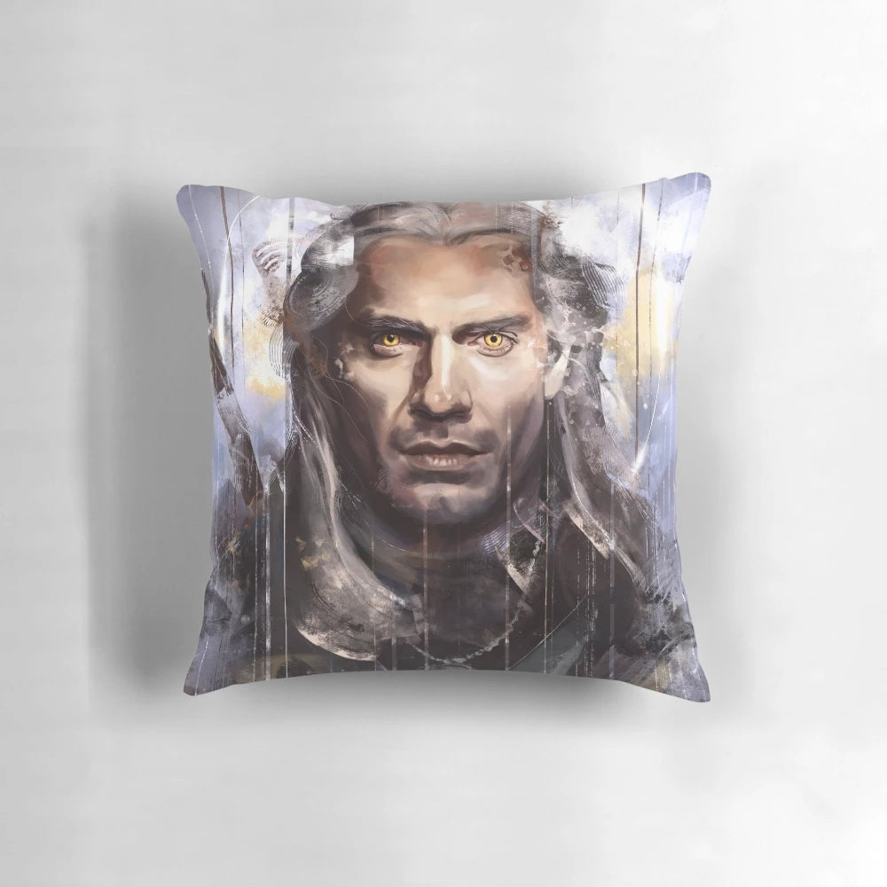 Exquisite Lupo Bianco Pillow featuring a stunning portrait of actor Henry Cavill