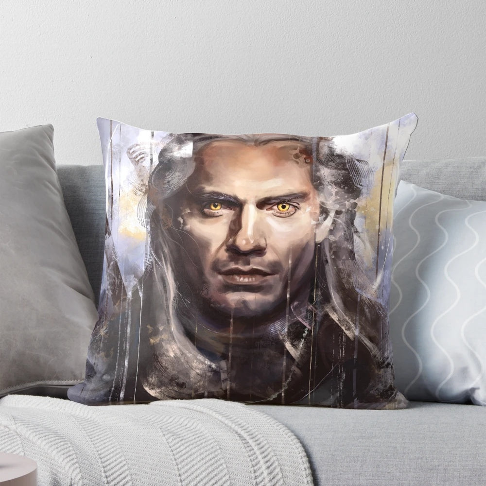 Exquisite Lupo Bianco Pillow featuring a stunning portrait of actor Henry Cavill
