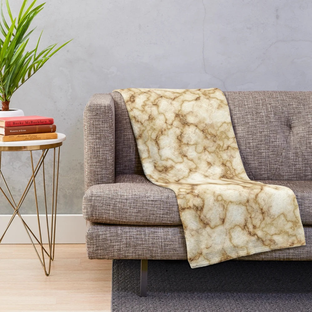 Soft, plush marble-patterned blanket