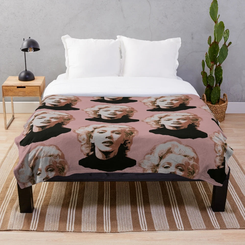 Marilyn Monroe plush blanket with elegant design and soft, cozy feel