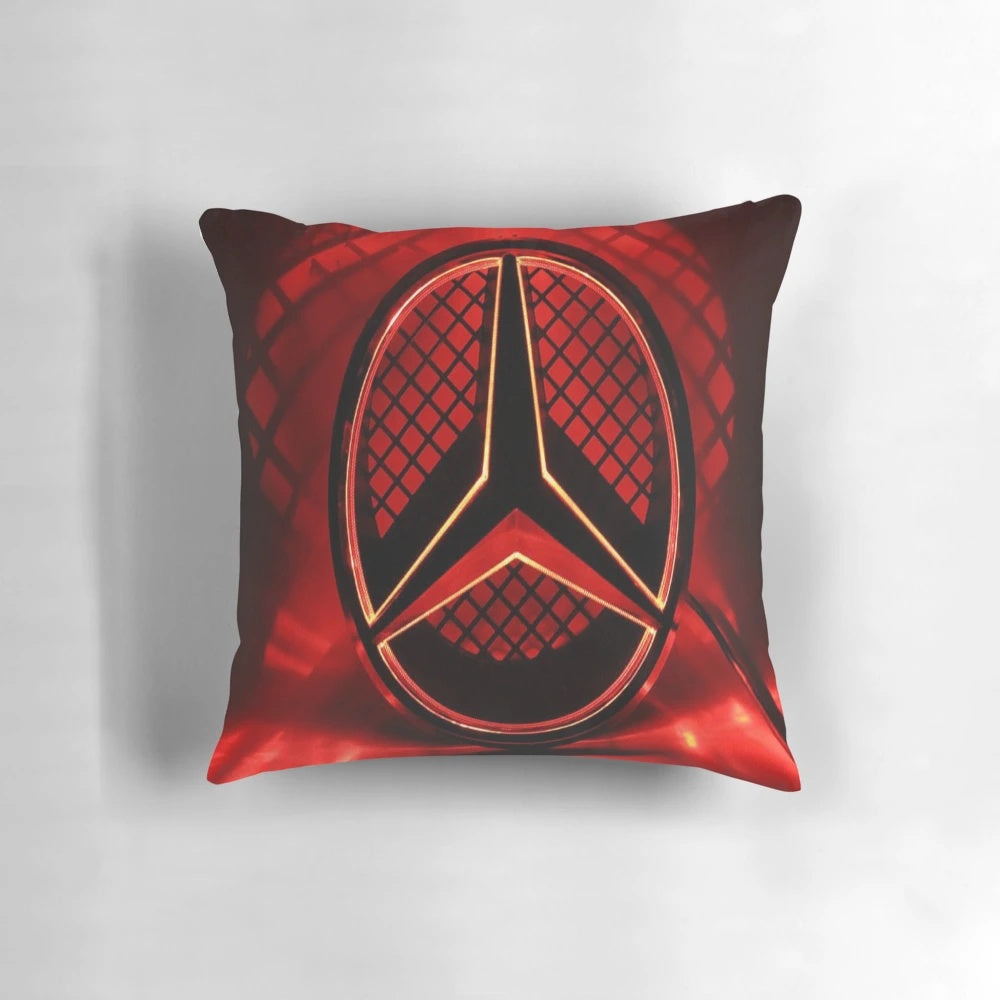 Vibrant red Mercedes AMG sports car pillow