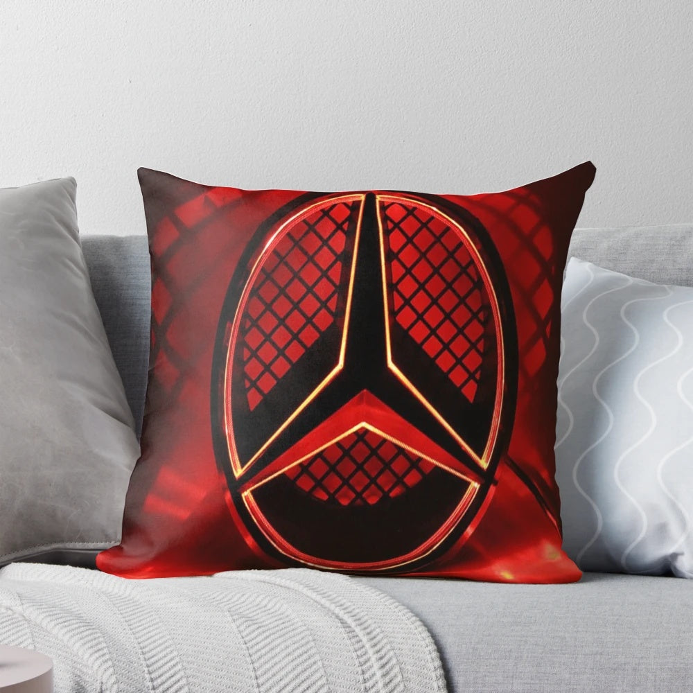 Vibrant red Mercedes AMG sports car pillow