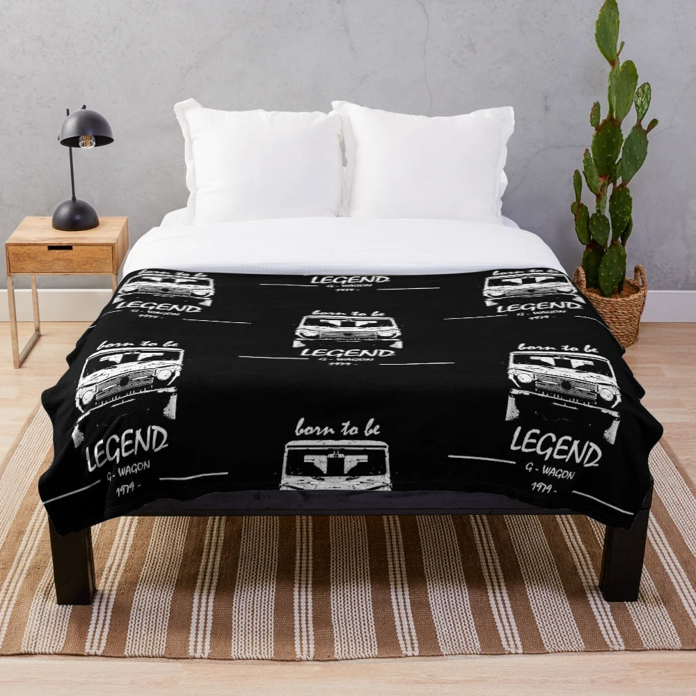 Soft and cozy plush blanket with Mercedes G-Class design