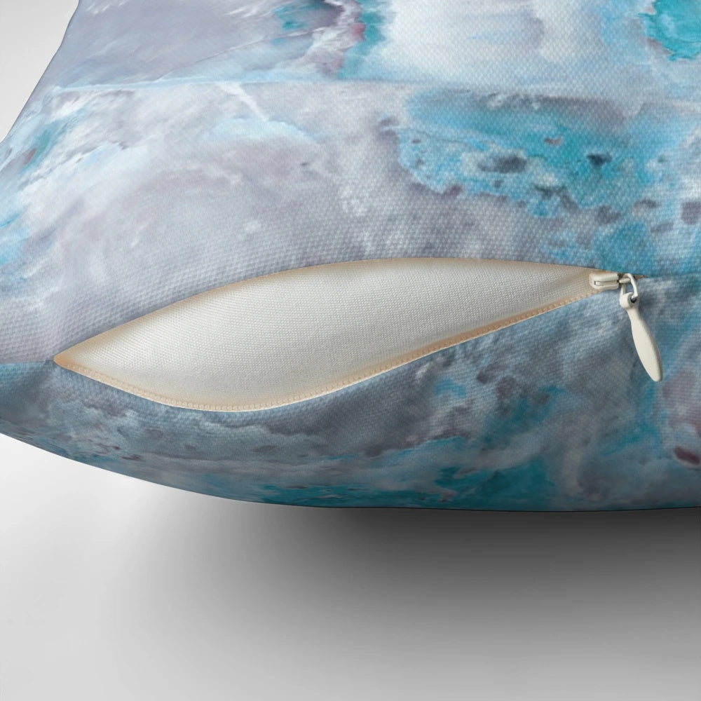Luxurious mermaid blue faux agate marble geode gem pillow with a stylish and trendy design