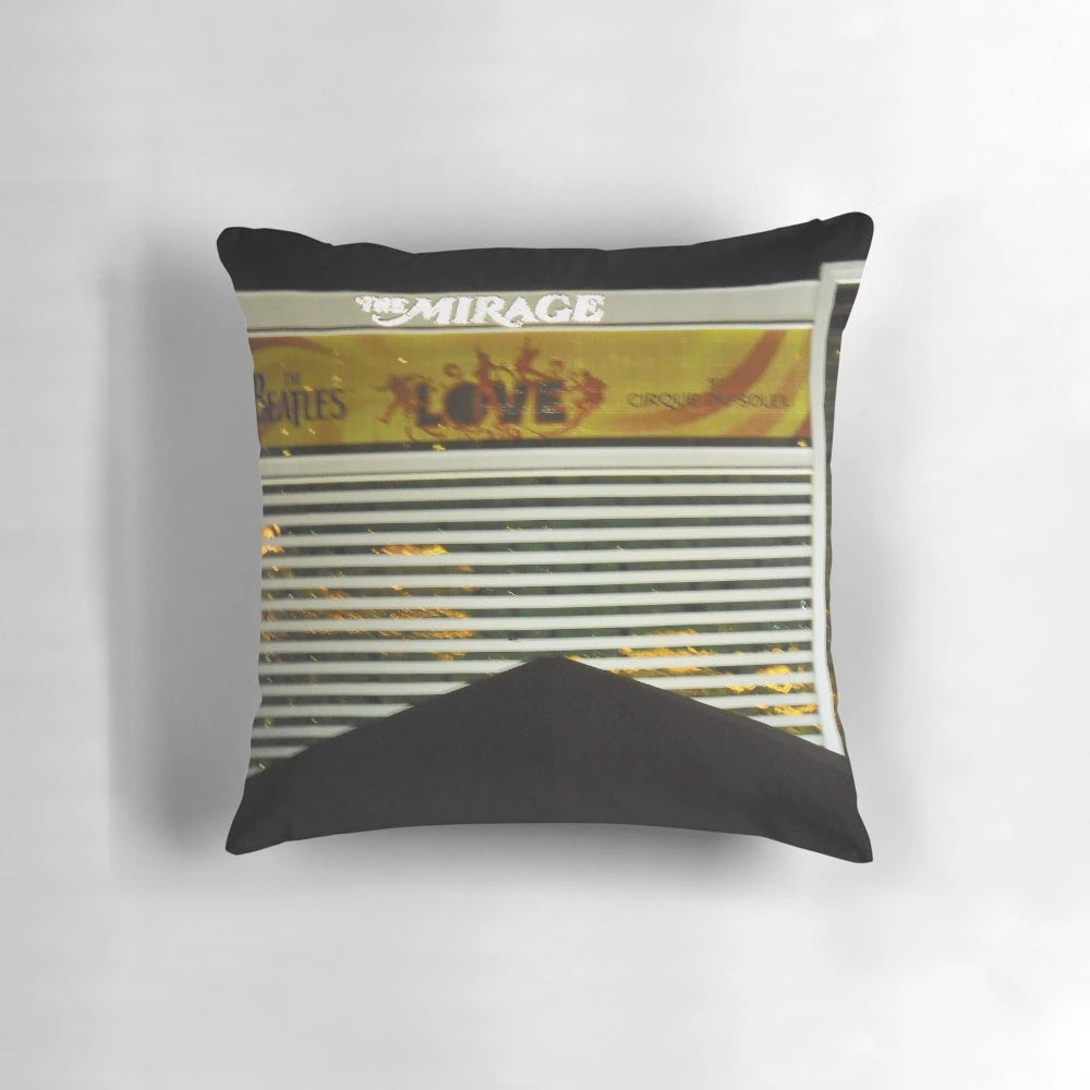 Plush and comfortable pillow featuring the iconic Mirage Hotel in Las Vegas
