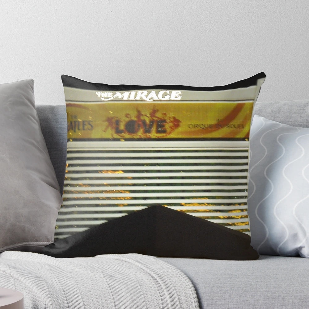 Plush and comfortable pillow featuring the iconic Mirage Hotel in Las Vegas