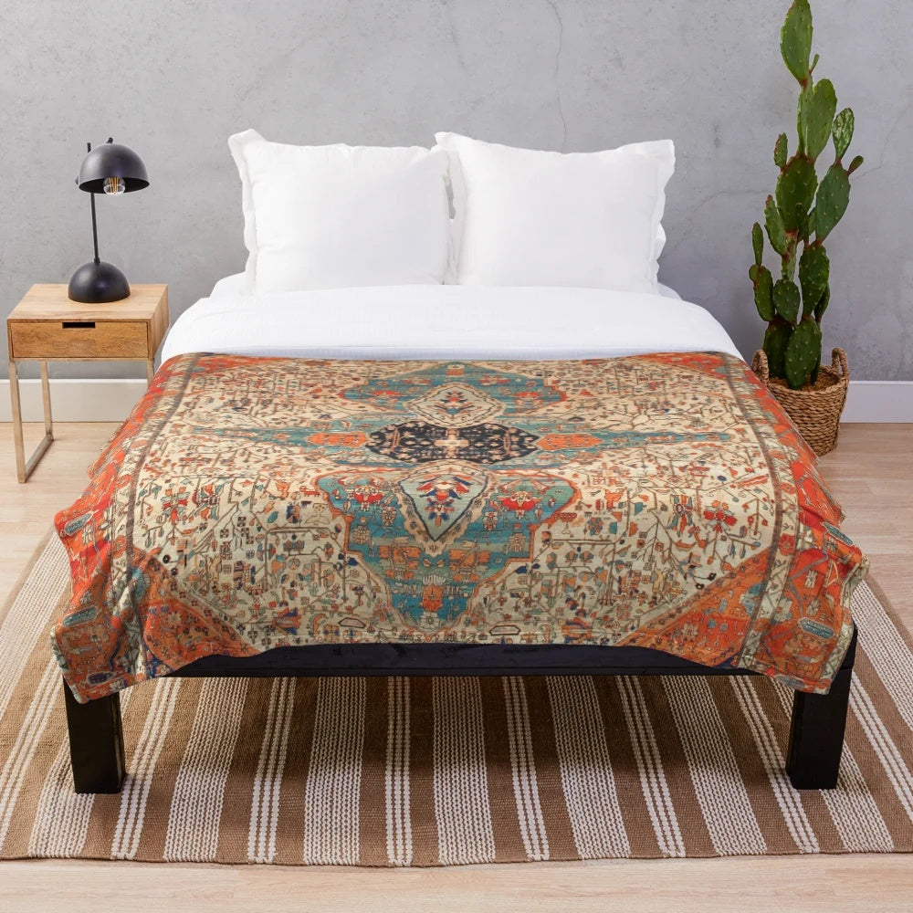 Mohtashan Kashan Persian rug print plush blanket