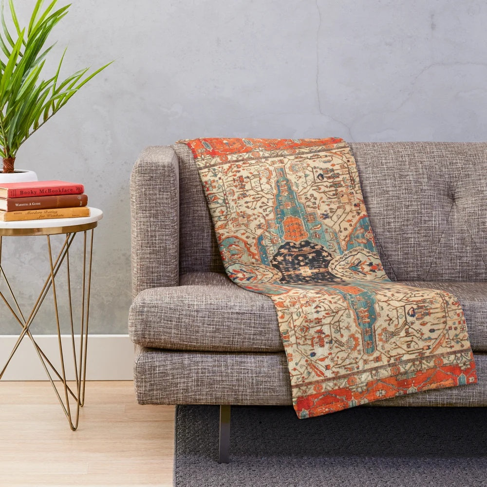 Mohtashan Kashan Persian rug print plush blanket