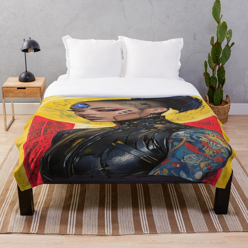 Ebony Jewel Plush Blanket featuring intricate moor-inspired artwork