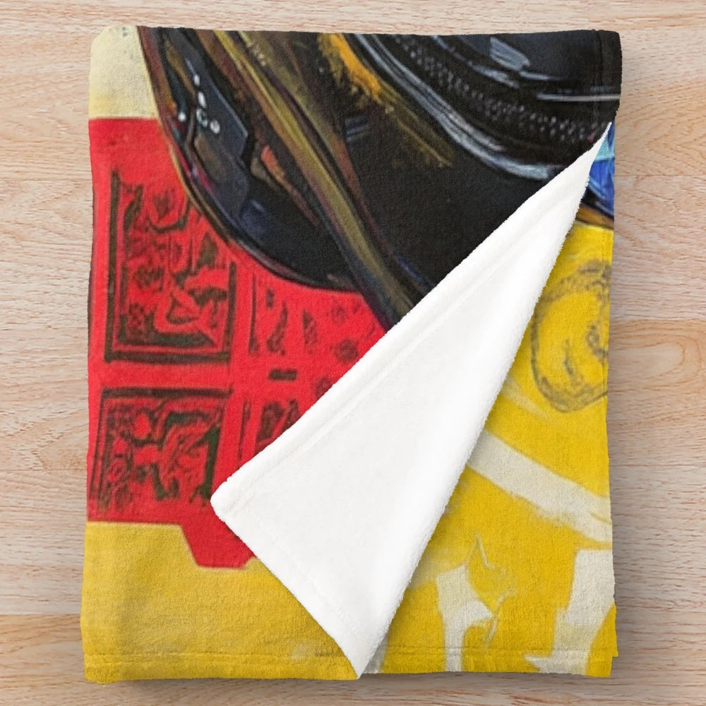 Ebony Jewel Plush Blanket featuring intricate moor-inspired artwork