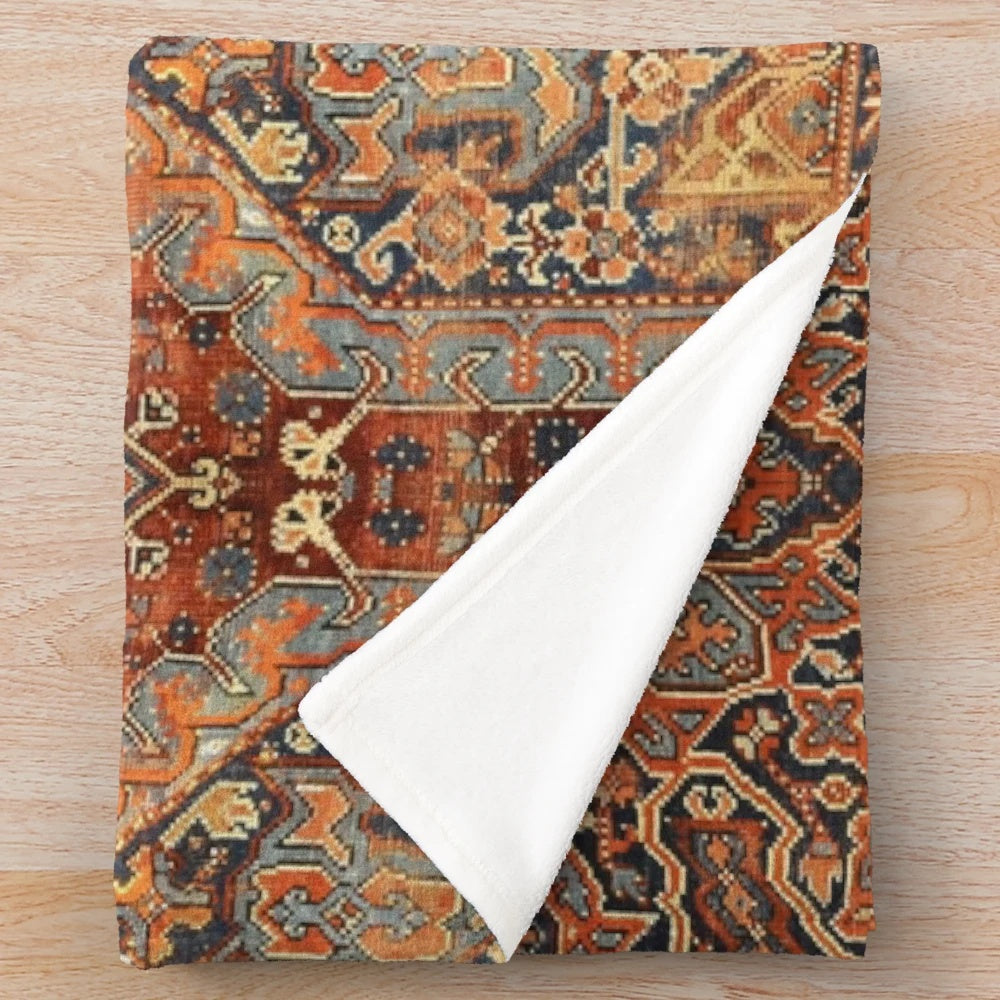 Golden Oriental Heritage Traditional Moroccan Style Plush Blanket